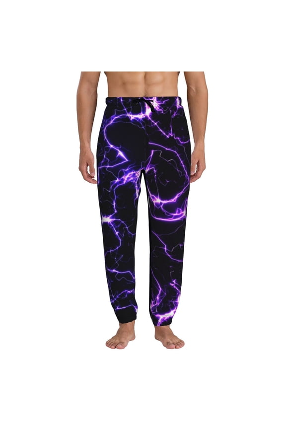 Galaxy Lightning Print Mens Jogger Sweatpants, Men's Lounge Pants with Pockets-Large