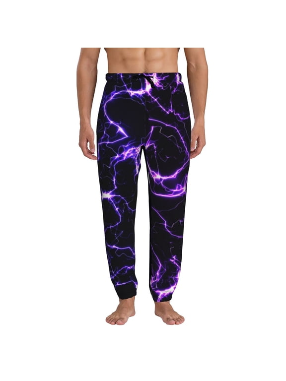 Galaxy Lightning Print Mens Jogger Sweatpants, Men's Lounge Pants with Pockets-Medium