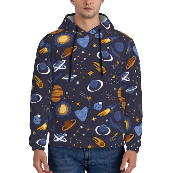 Honeii Galaxy Pattern Mens Hoodies Men's Loose Sleeve Sweatshirt,Pullover Hooded Sweatshirt for Men,Essentials Hoodie-Medium