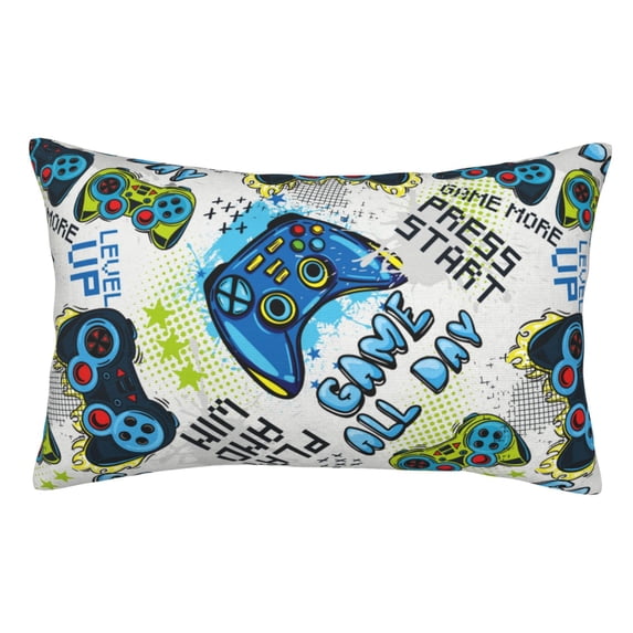 Honeii Game All Day Print Pillow Cases,Plush Throw Pillow Covers,Decorative Pillowcase for Sofa, Couch, Living Room-16"x24"