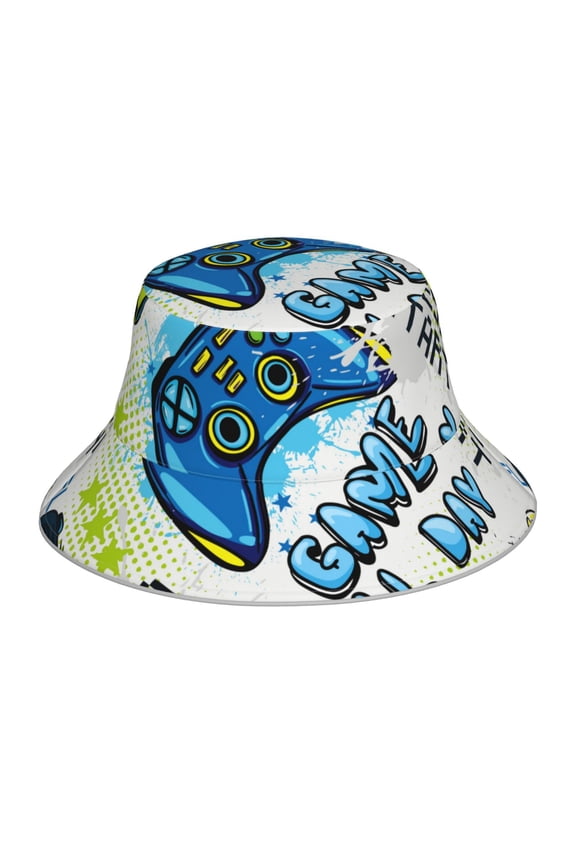 Game All Day for Unisex Bucket Hat Waterproof Rain Hat Reversible Shiny Rave Bucket Hat for Concert Festival Boonie Cap