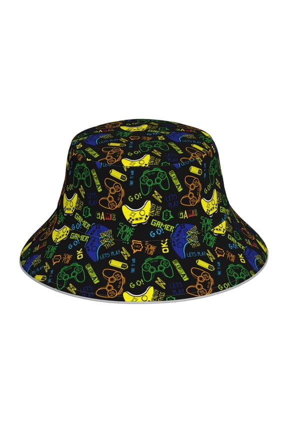 Game Play for Unisex Bucket Hat Waterproof Rain Hat Reversible Shiny Rave Bucket Hat for Concert Festival Boonie Cap