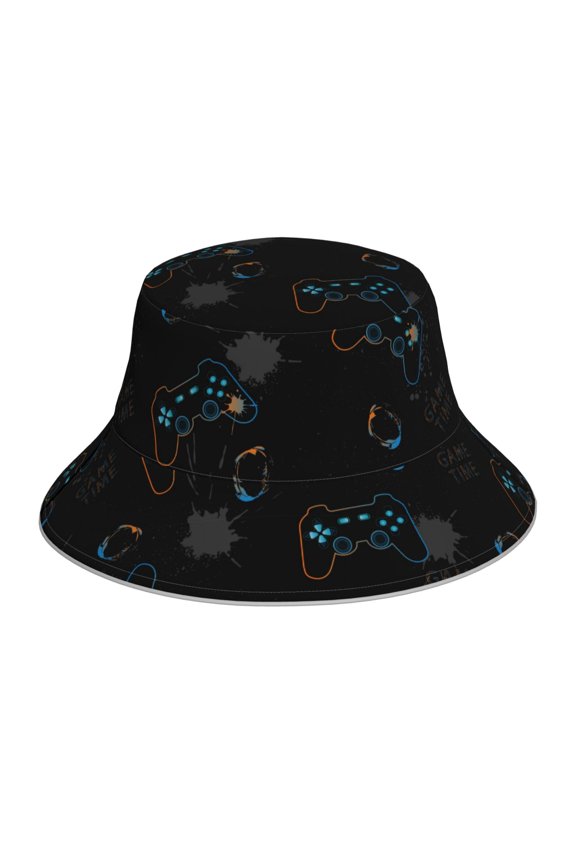 Game Time for Unisex Bucket Hat Waterproof Rain Hat Reversible Shiny Rave Bucket Hat for Concert Festival Boonie Cap