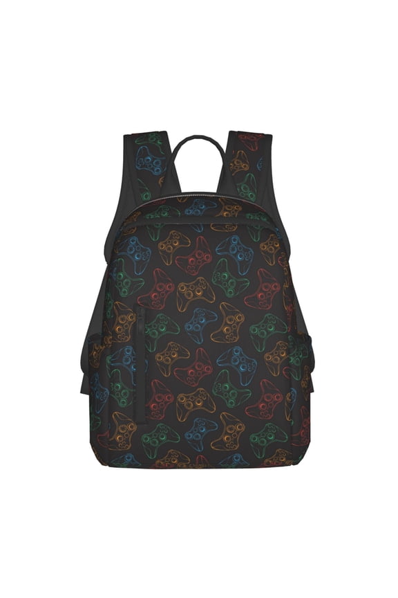 Gamepad Joystick Game Print Lightweight Backpacks,Carry on Backpack,Durable Backpack for School, Work & Travel