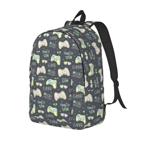Honeii Gamers Print Canvas Backpack for School & Outdoor,Laptop Excursion Backpack,Notebook School Bookbag For Men Women,for Work, Travel, and Everyday Use-Medium