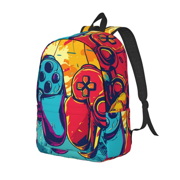 Honeii Gaming Print Canvas Backpack for School & Outdoor,Laptop Excursion Backpack,Notebook School Bookbag For Men Women,for Work, Travel, and Everyday Use-Medium