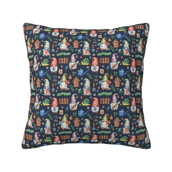 Honeii Garden Gnomes Print Throw Pillow, Square Decorative Pillow Forms Soft Fluffy Plump Pillow Decorative Pillow Inserts,Couch Pillows-18"x18"
