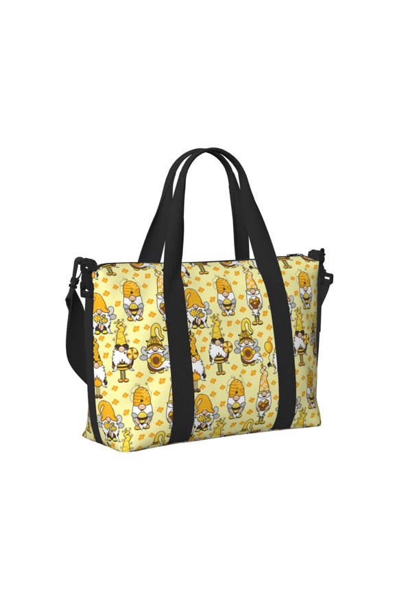 Garden Honeybee Gnomes Print Hand Travel Bag,Travel Duffle Bag, Waterproof Weekender Bag,Carry On Tote Bags,Weekender Tote Bag,for Weekend and Business Travel