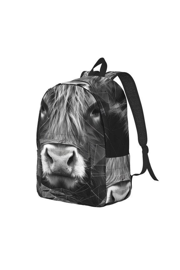 Geometric Bull Design Print Canvas Backpack for School & Outdoor,Laptop Excursion Backpack,Notebook School Bookbag For Men Women,for Work, Travel, and Everyday Use-Medium