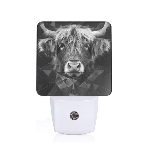 Honeii Geometric Bull Design Print LED Night Light with Light Sensor, Night Lights Plug Into Wall,Ideal for Bedrooms and Hallways-US