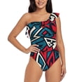thumbnail image 1 of Honeii Geometric Elements for women's one-piece swimsuit featuring a chic one-shoulder design experience elegance and style in the water-Large, 1 of 6