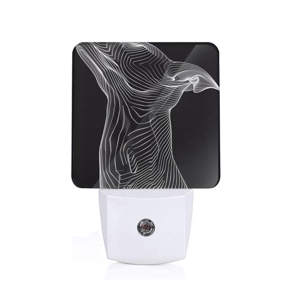 Honeii Geometric Lines Dog Art Print LED Night Light with Light Sensor, Night Lights Plug Into Wall,Ideal for Bedrooms and Hallways-US