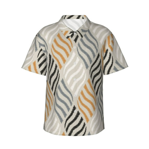 Honeii Geometric Print Men’s Hawaiian Shirt,Classic Button-Down Short Sleeve Shirt, for Beach, Vacation, and Outdoor Activities,3X-Large