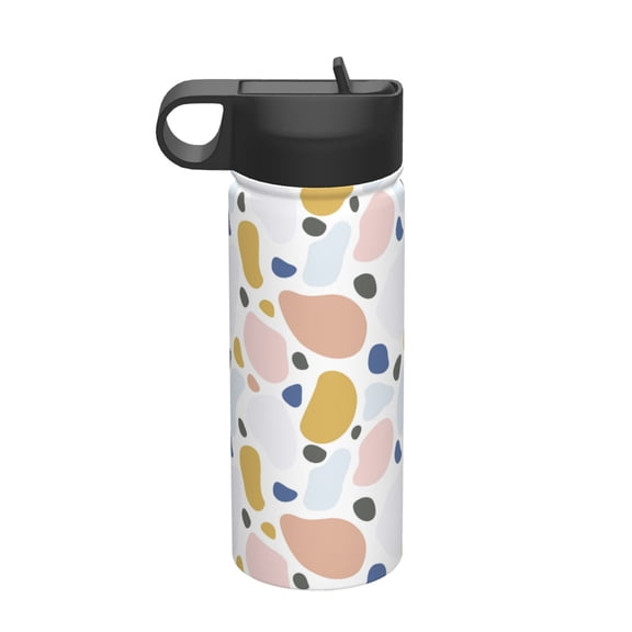 Honeii Geometric Spots Print 18 oz Insulated Water Bottle with Straw Lid, Stainless Steel Sports Water Bottles, Double Walled Vacuum, Leak Proof
