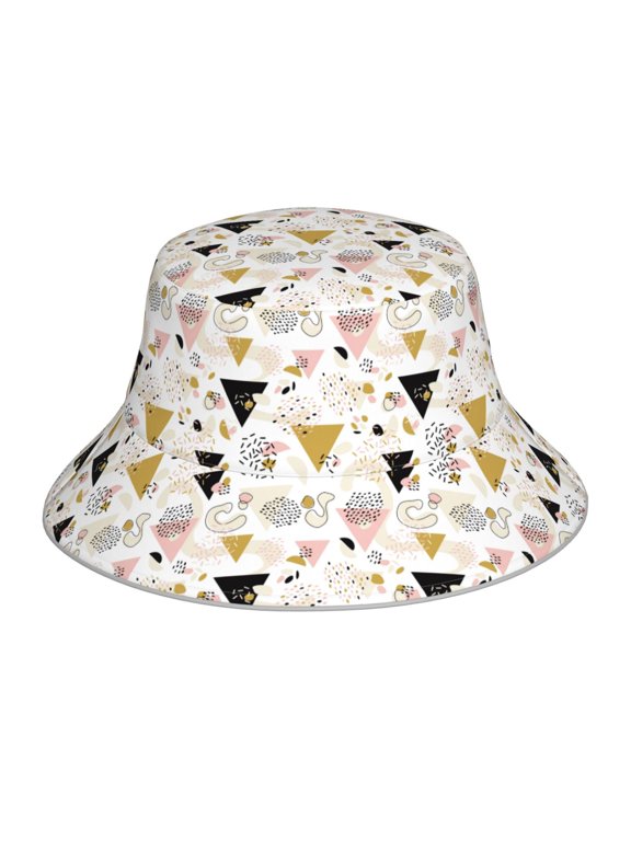 Geometric Triangle for Unisex Bucket Hat Waterproof Rain Hat Reversible Shiny Rave Bucket Hat for Concert Festival Boonie Cap