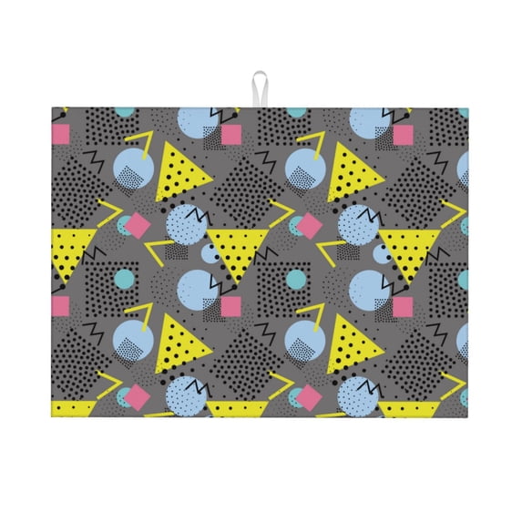 Honeii Geometric print Super Absorbent Coffee Bar Mat Hide Stain Coffee Maker Mat for Countertops Coffee Pot Dish Drying Mat for Kitchen Counter