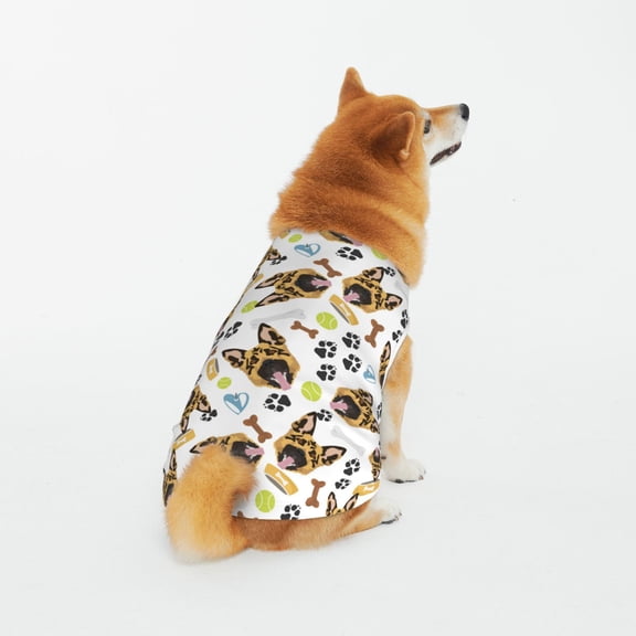 Honeii German Shepherd Dog Pattern 100% Cotton Dog Clothes Dog Costumes Doggie Shirts Puppy Shirt Pet Vest Tank Top Cat Tee-5X-Large