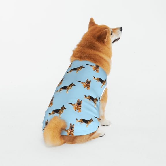 Honeii German Shepherd Dog Pattern 100% Cotton Dog Clothes Dog Costumes Doggie Shirts Puppy Shirt Pet Vest Tank Top Cat Tee-