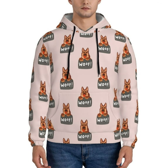 Honeii German Shepherd Dog Pattern Mens Hoodies Men's Loose Sleeve Sweatshirt,Pullover Hooded Sweatshirt for Men,Essentials Hoodie-3X-Large