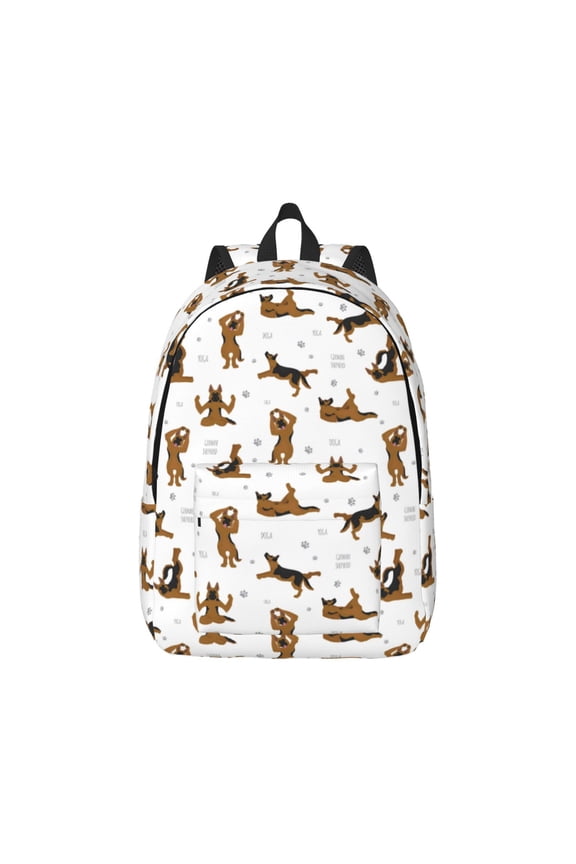German Shepherd Dog Print Canvas College Laptop Backpack, Durable Rucksack Travel Notebook Bag School Backpack Book Bag for Men Women-Medium