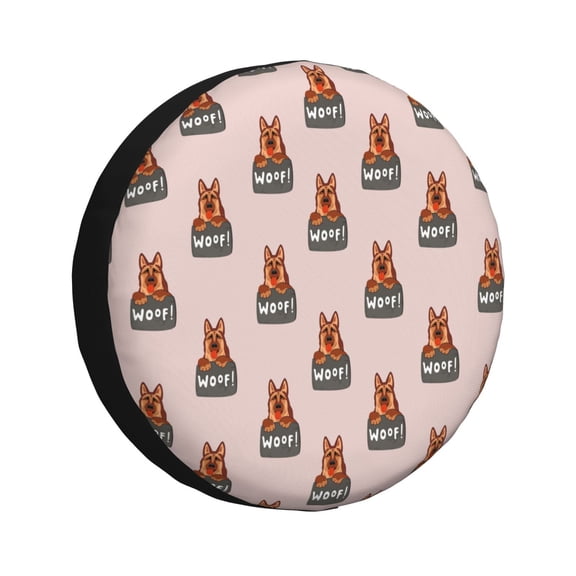 Honeii German Shepherd Dog Print Tire Covers, Waterproof Anti-UV Sun Snow Rain Tire Covers for Trailers, RV, Camper, SUV, Truck-14 inch