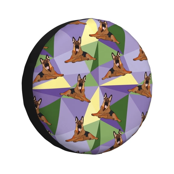 Honeii German Shepherd Dog Print Tire Covers, Waterproof Anti-UV Sun Snow Rain Tire Covers for Trailers, RV, Camper, SUV, Truck-16 inch