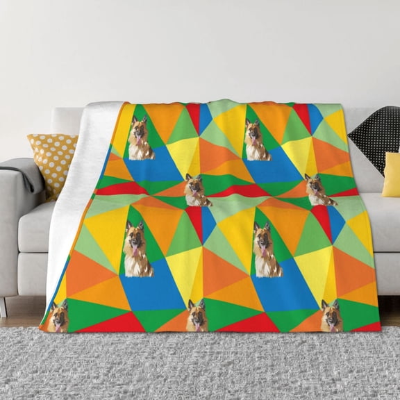 Honeii German Shepherd Dog print throw blanket, crafted from cozy cotton flannel, offers versatile home decor as a bedding suitable for all seasons.-80"x60"