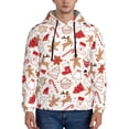 thumbnail image 1 of Honeii Gingerbread Holiday Sweets Pattern Mens Hoodies Men's Loose Sleeve Sweatshirt,Pullover Hooded Sweatshirt for Men,Essentials Hoodie-Small, 1 of 7