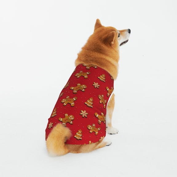 Honeii Gingerbread Man Pattern 100% Cotton Dog Clothes Dog Costumes Doggie Shirts Puppy Shirt Pet Vest Tank Top Cat Tee-