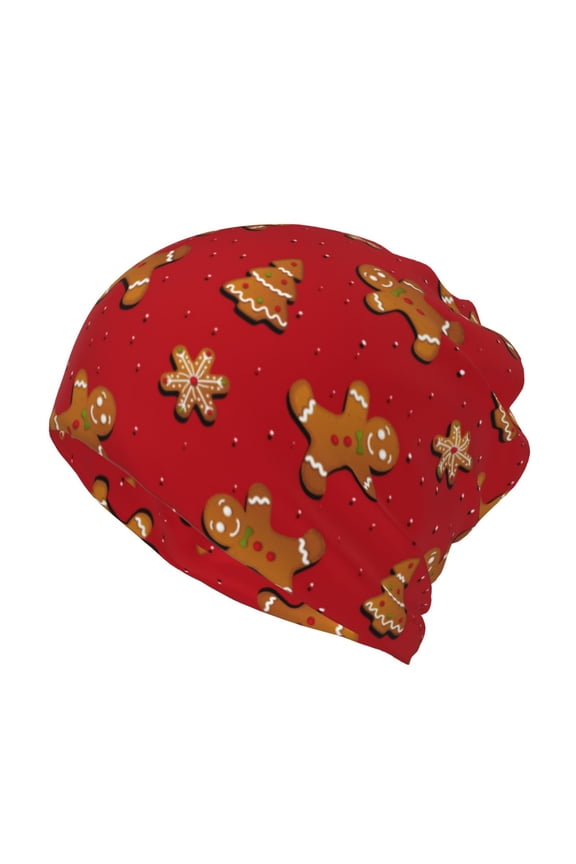 Gingerbread Man Print Winter Beanie Daily Hat - Thermal Polar Fleece Ski Running Hat Skull Cap for Men and Women,Beanie