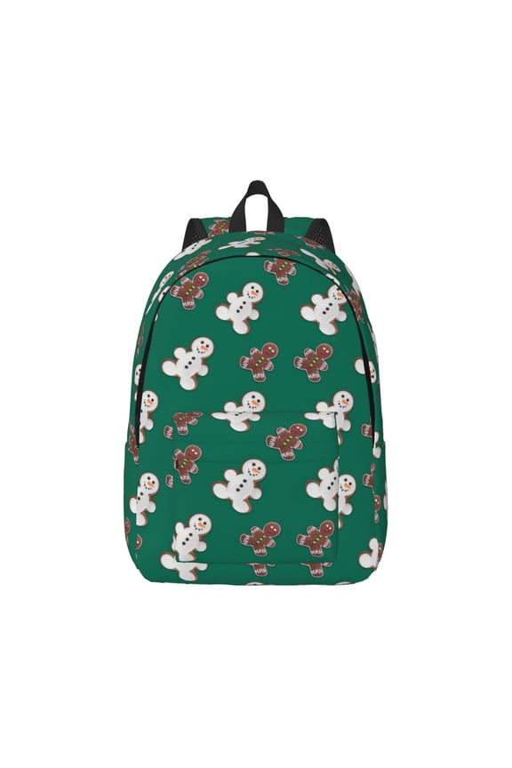 Gingerbread Snowman Cookies Print Canvas College Laptop Backpack, Durable Rucksack Travel Notebook Bag School Backpack Book Bag for Men Women-Small