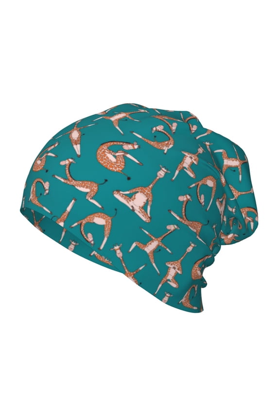 Giraffes Doing Various Yoga Print Kids Knit Beanie Watch Hat ,Knit Cap for Boys and Girls