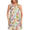 thumbnail image 1 of Honeii Glazed Donuts Print Women's Sleeveless Dress, Loose Fit Casual Dress for Women, Summer Fashion Dress, 1 of 7