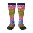 thumbnail image 1 of Honeii Glitter Rainbow Print Long Socks,Novelty Design Socks Gift for Men and Women,Crew Socks,Calf Socks, 1 of 1
