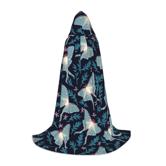 Honeii Glowing Butterfly Print Poncho Cape, Cloak Coat, Snuggly Hooded Wearable Blanket, Hooded Cape For Teenagers,Halloween Costumes-Medium