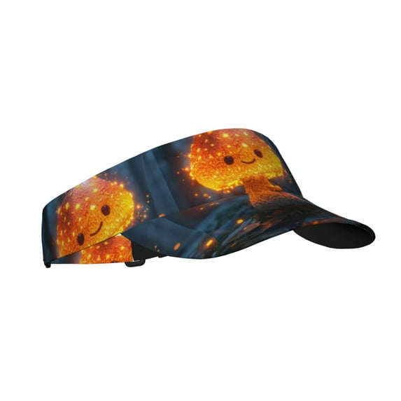 Honeii Glowing Mushroom In Forest Print Adult Sunscreen Visor Cap, Adjustable Sun Protection Hat,Sun Visor Hats,UV Protection Outdoor Sports Golf Running Sun Caps