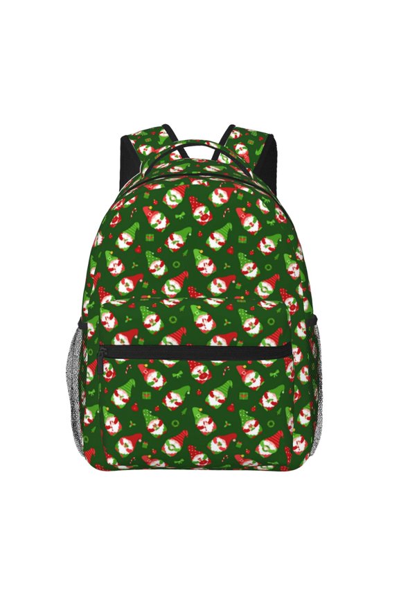 Gnomes In Caps Print Backpack for Both Men and Women, Basic Bookbag for College, Work, or Travel,Rucksack Computer Bag-One Size