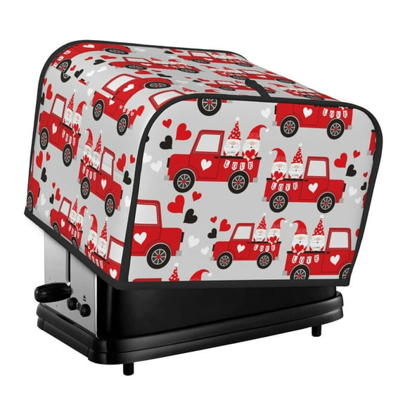 Honeii Gnomes On The Car Print 4 slice Toaster Cover, Two Slice Toaster Dust-proof Cover For Kitchen Small Appliance and Fingerprint Protection