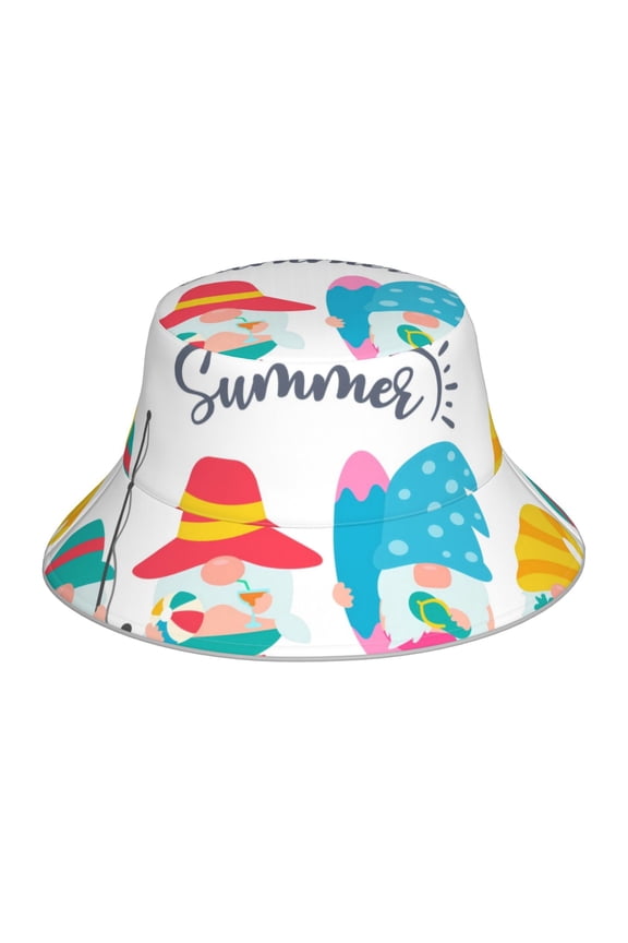 Gnomes Summer for Unisex Bucket Hat Waterproof Rain Hat Reversible Shiny Rave Bucket Hat for Concert Festival Boonie Cap