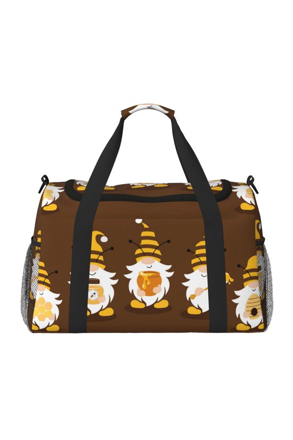 Gnomes With Honey Print Gym Bag,Carry on Weekender Overnight Bag, Travel Duffel Bags, Personal Item Travel Bag,Tote Bag,Workout Dance Bag