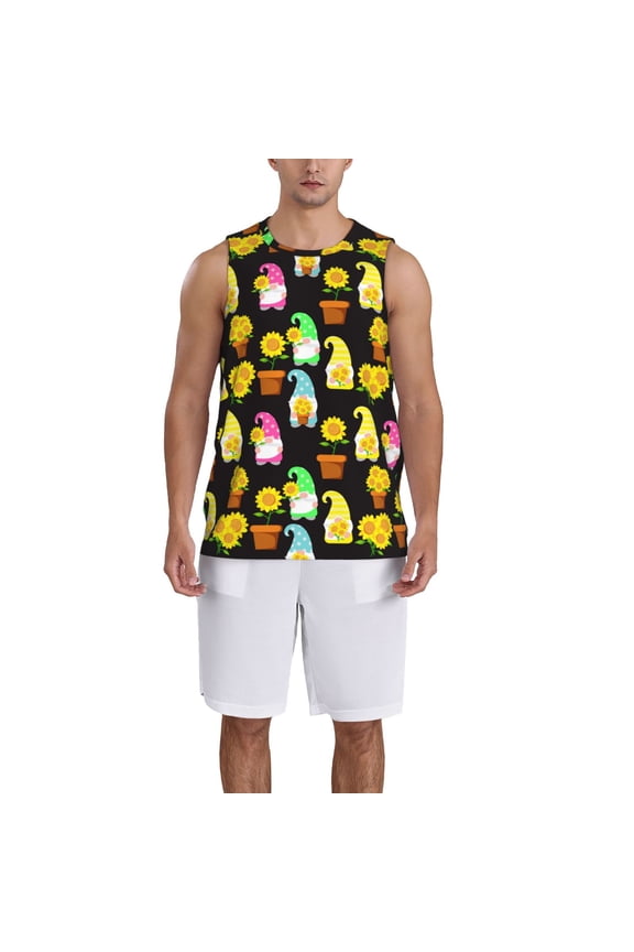 Gnomes With Sunflowers print basktball shirt for men and women, Unisex basketball jersey for Theme party-Small