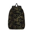 thumbnail image 1 of Honeii Gold Gloss Outline Floral Print Canvas College Laptop Backpack, Durable Rucksack Travel Notebook Bag School Backpack Book Bag for Men Women-Small, 1 of 7