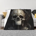thumbnail image 1 of Honeii Gold Pattern Skull print throw blanket, crafted from cozy cotton flannel, offers versatile home decor as a bedding suitable for all seasons.-60"x50", 1 of 6