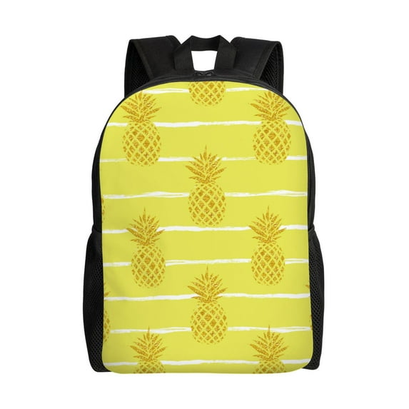Honeii Gold Pineapple Print Laptop Backpack for Work, College, Travel, Daily Backpacks for Men Women, Sport Rucksack,Computer Bag