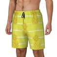 thumbnail image 1 of Honeii Gold Pineapple Print Men's Swim Shorts,Mens Swim Trunks,Breathable Mesh Beach Shorts for Swimming,Surfing, and Beach Activities-Small, 1 of 6