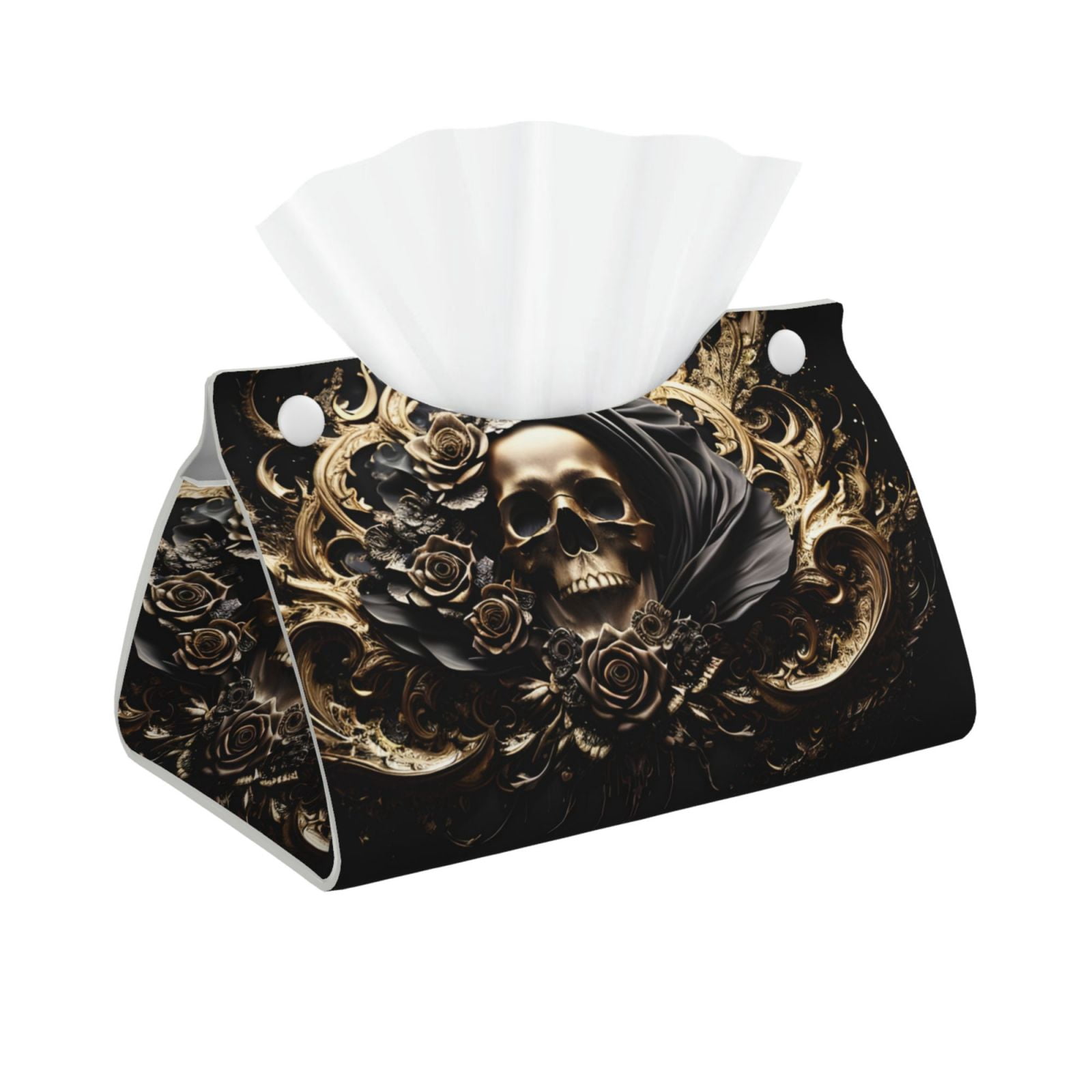 Skull Box With Roses Honeii Gold Rose Skull for Tissue Box Cover/Holder - Covers Rectangular ...