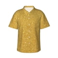 thumbnail image 1 of Honeii Gold Shiny Print Men’s Hawaiian Shirt,Classic Button-Down Short Sleeve Shirt, for Beach, Vacation, and Outdoor Activities,X-Large, 1 of 7