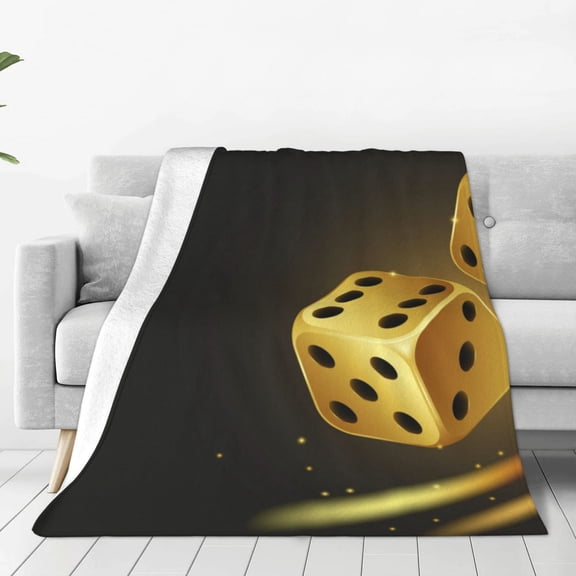Honeii Golden Dice Print Fleece Blanket - Throw Blanket for Bed, Sofa, Couch, Camping, and Travel , Microplush Ultra Soft Warm Blanket-