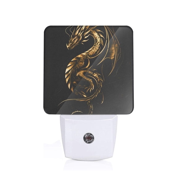 Honeii Golden Dragon Tattoo Art Print LED Night Light with Light Sensor, Night Lights Plug Into Wall,Ideal for Bedrooms and Hallways-US