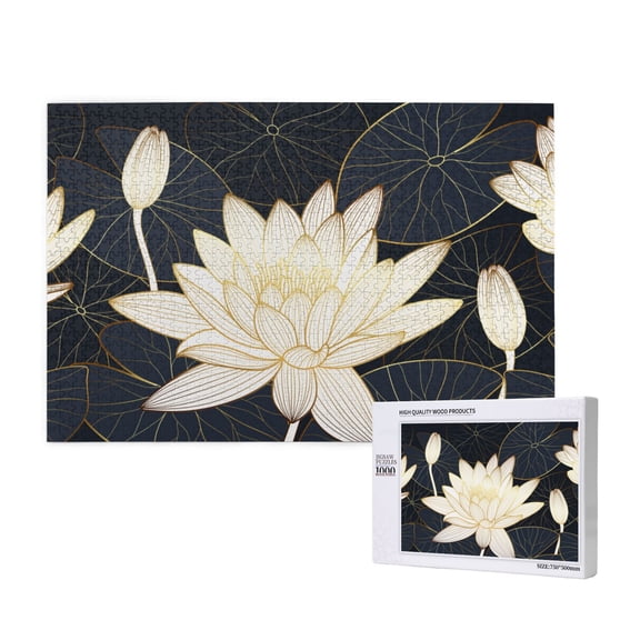 Honeii Golden Lotus Pattern 1000 Piece Puzzles for Adults, Jigsaw Puzzles